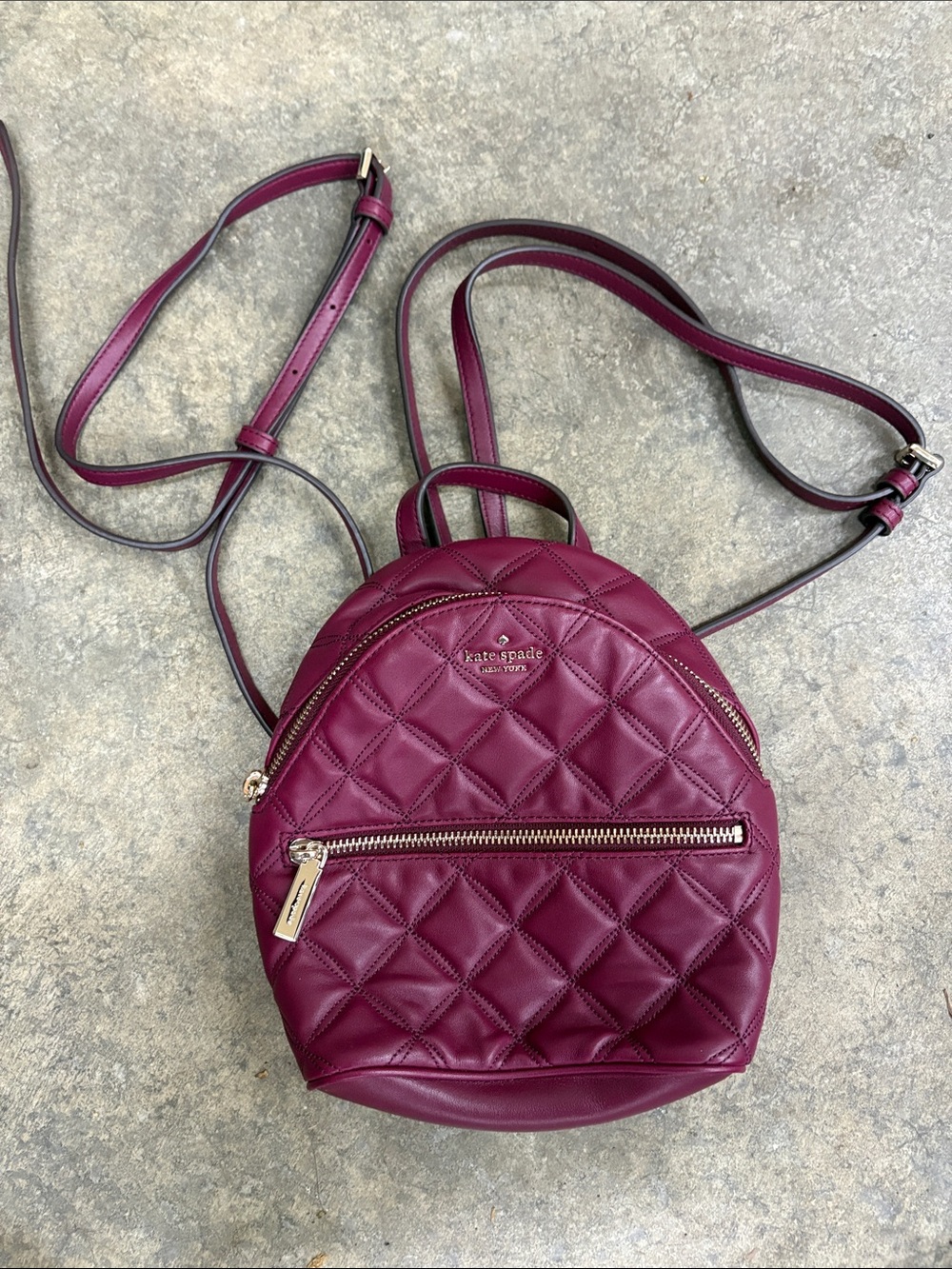 kate spade Quilted Wine Red Mini Backpack